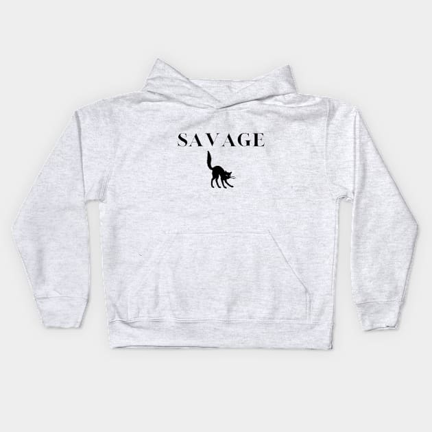 Savage cat Kids Hoodie by Fayn